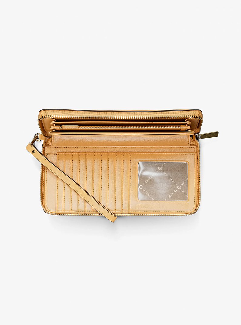 Jet Set Travel Large Pebbled Leather Wristlet Honeywheat Honeywheat
