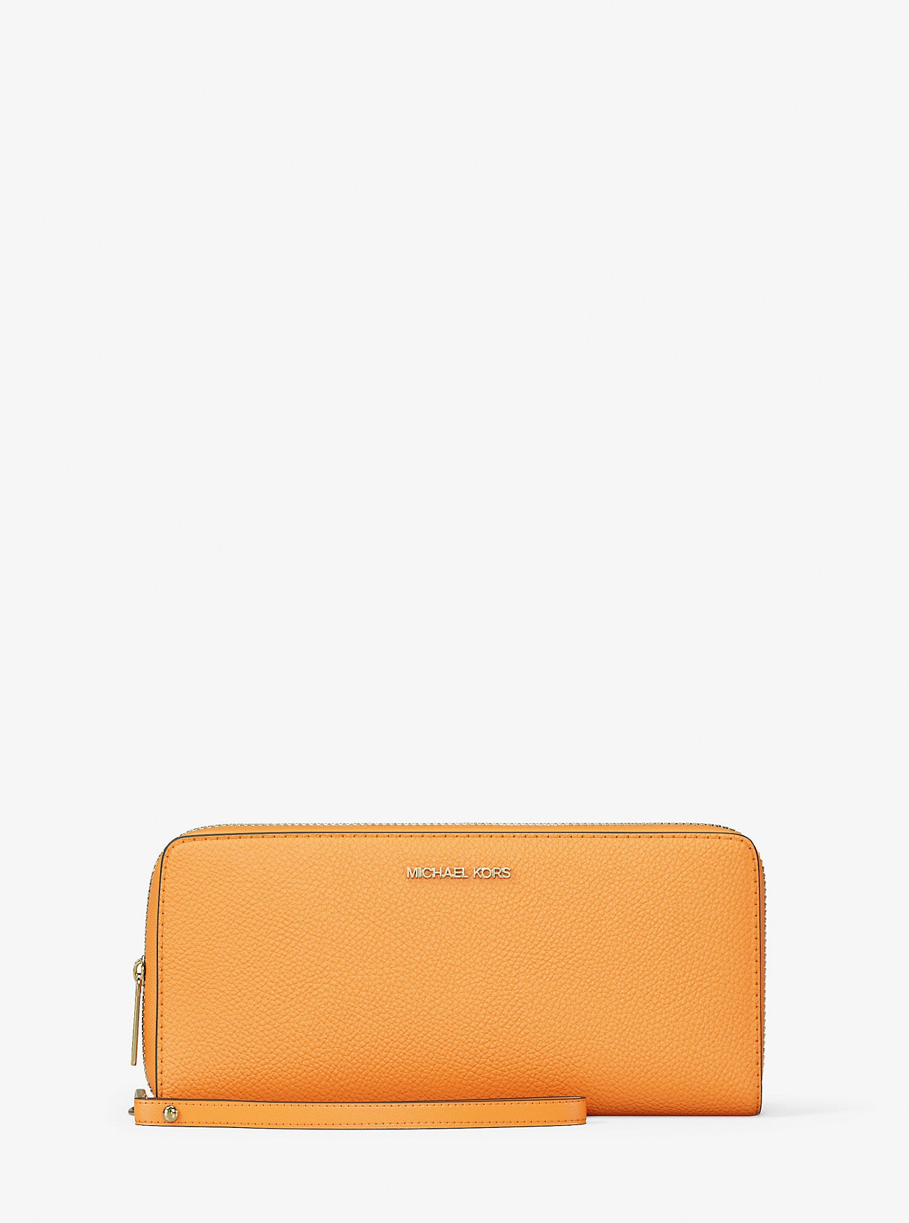 Jet Set Travel Large Pebbled Leather Wristlet Pop Orange Pop Orange