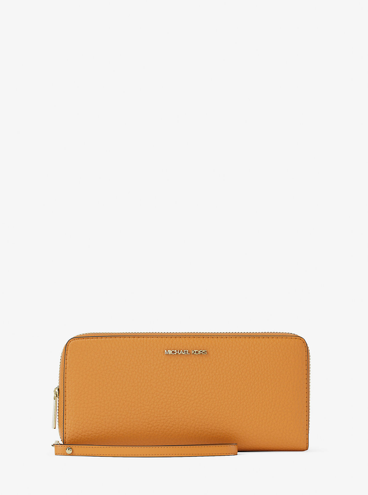 Jet Set Travel Large Pebbled Leather Wristlet Radiant Orange Radiant Orange