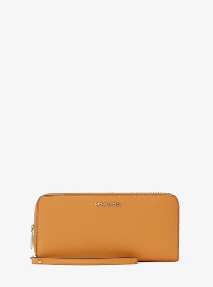 Jet Set Travel Large Pebbled Leather Wristlet Radiant Orange Radiant Orange