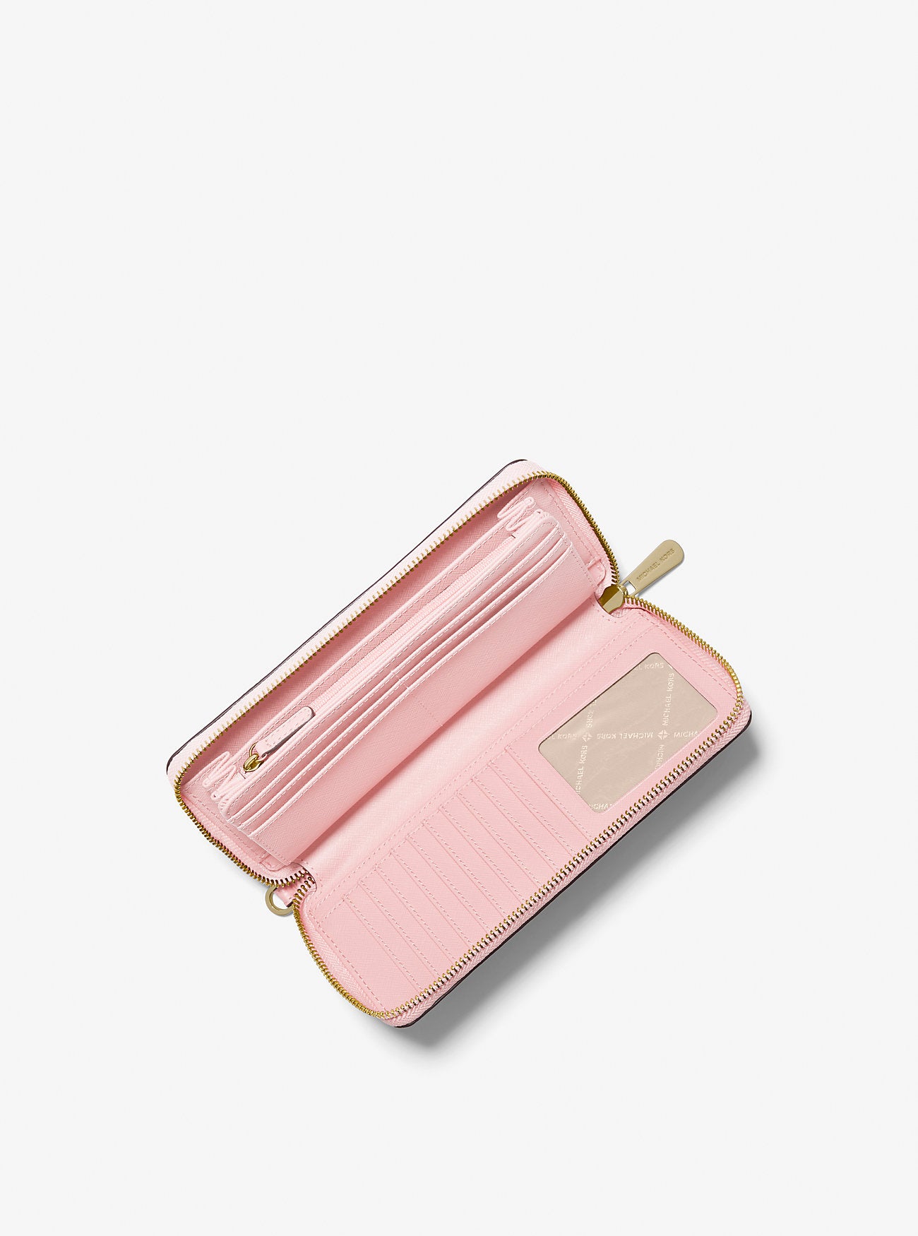 Jet Set Travel Large Pebbled Leather Wristlet Powder Blush Powder Blush