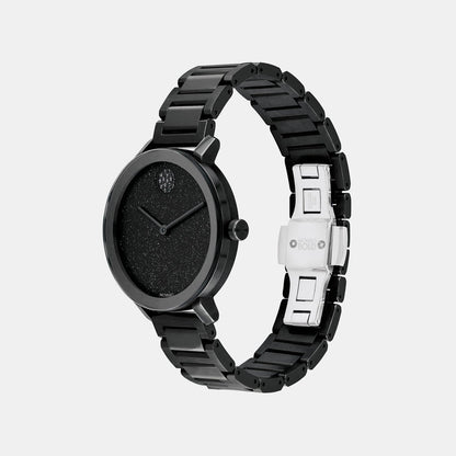 Movado Bold Evolution Women Quartz Black Dial Analog Stainless Steel Watch 3600734