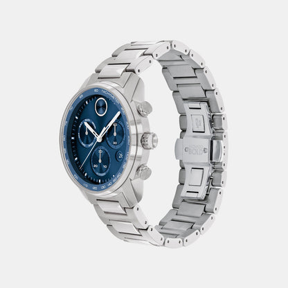 Movado Bold Verso Men Quartz Blue Dial Chronograph Stainless Steel Watch 3600740