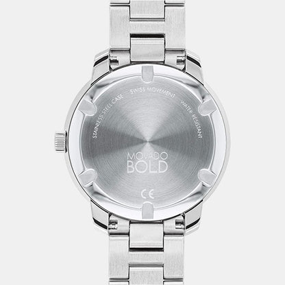 Movado Bold Verso Women Quartz Silver Dial Analog Stainless Steel Watch 3600747