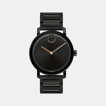 Movado Bold Evolution Men Quartz Black Dial Analog Stainless Steel Watch 3600752