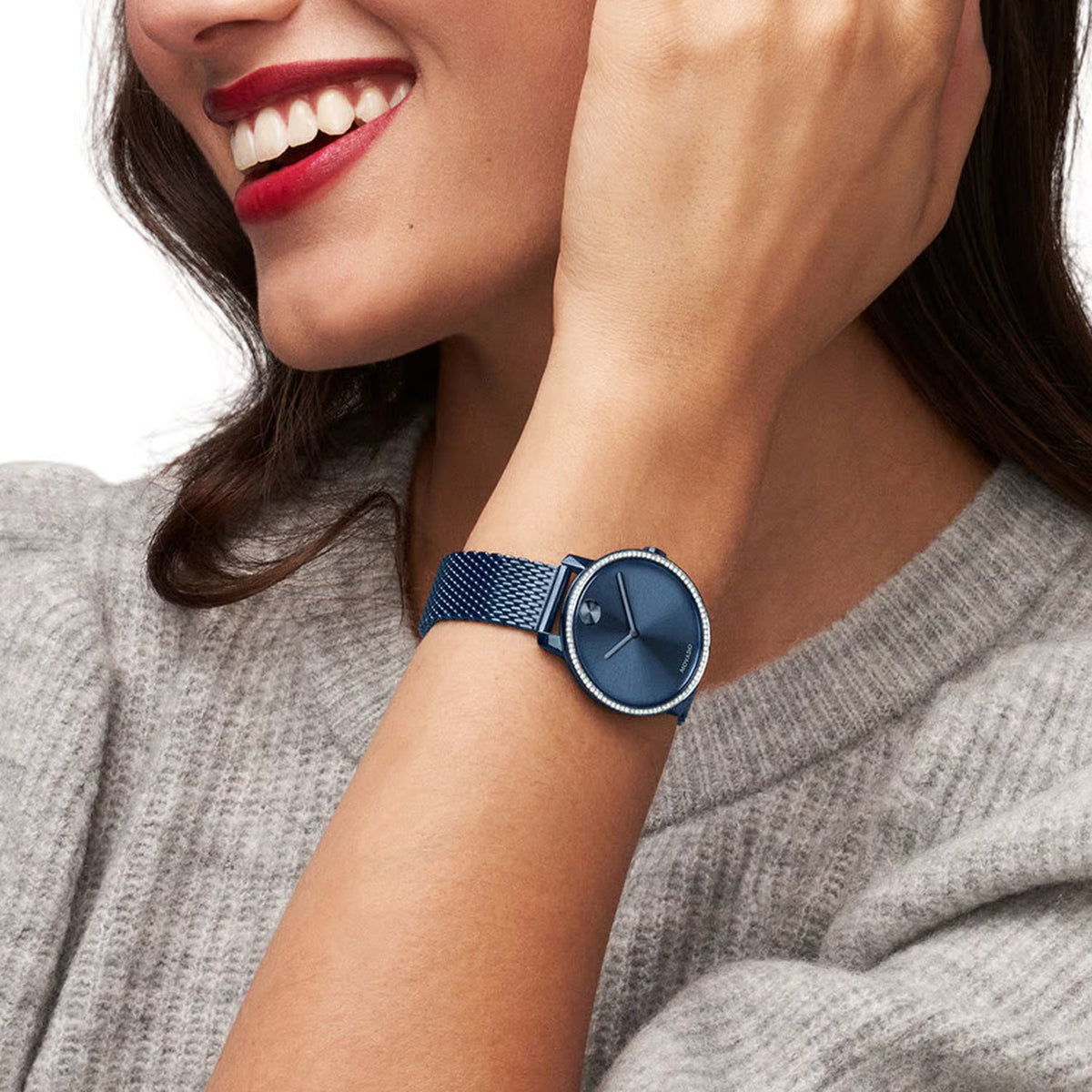 Movado Bold Women Quartz Blue Dial Analog Mesh Watch 3600780
