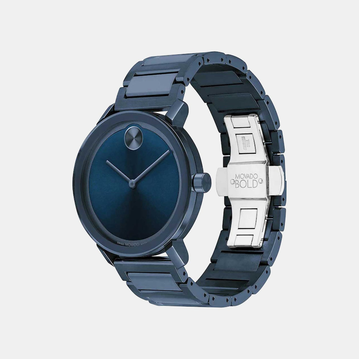 Movado Bold Evolution Men Quartz Blue Dial Analog Stainless Steel Watch 3600797