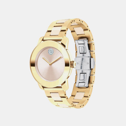 Movado Bold Iconic Women Quartz Beige Dial Analog Stainless Steel Watch 3600800