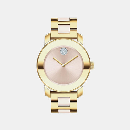 Movado Bold Iconic Women Quartz Beige Dial Analog Stainless Steel Watch 3600800