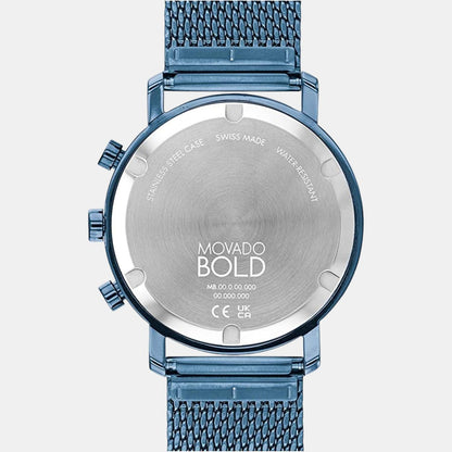 Movado Bold Evolution Men Quartz Blue Dial Chronograph Stainless Steel Watch 3600809