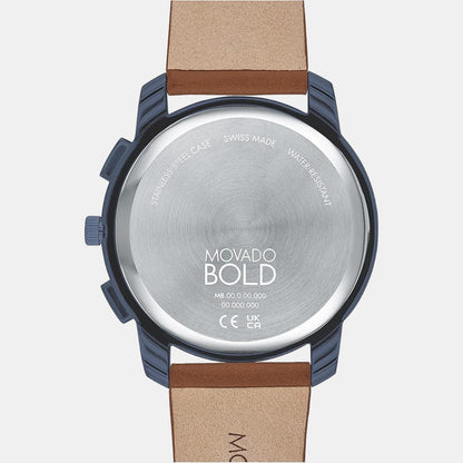 Movado Bold Thin Men Quartz Blue Dial Analog Stainless Steel Watch 3600830