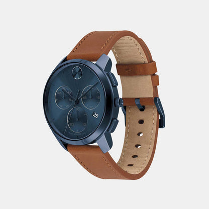 Movado Bold Thin Men Quartz Blue Dial Chronograph Stainless Steel Watch 3600834