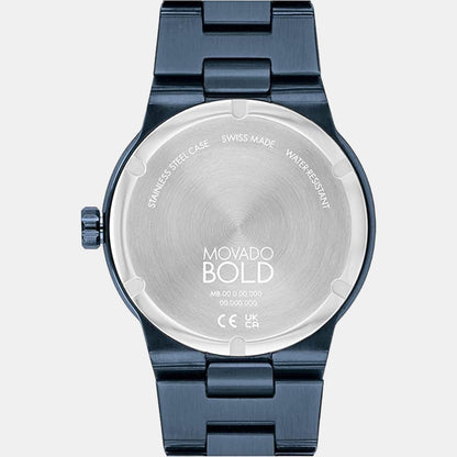 Movado Bold Fusion Men Quartz Blue Dial Analog Stainless Steel Watch 3600852