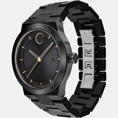 Movado Bold Fusion Men Quartz Black Dial Analog Stainless Steel Watch 3600853