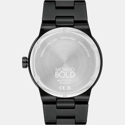 Movado Bold Fusion Men Quartz Black Dial Analog Stainless Steel Watch 3600853