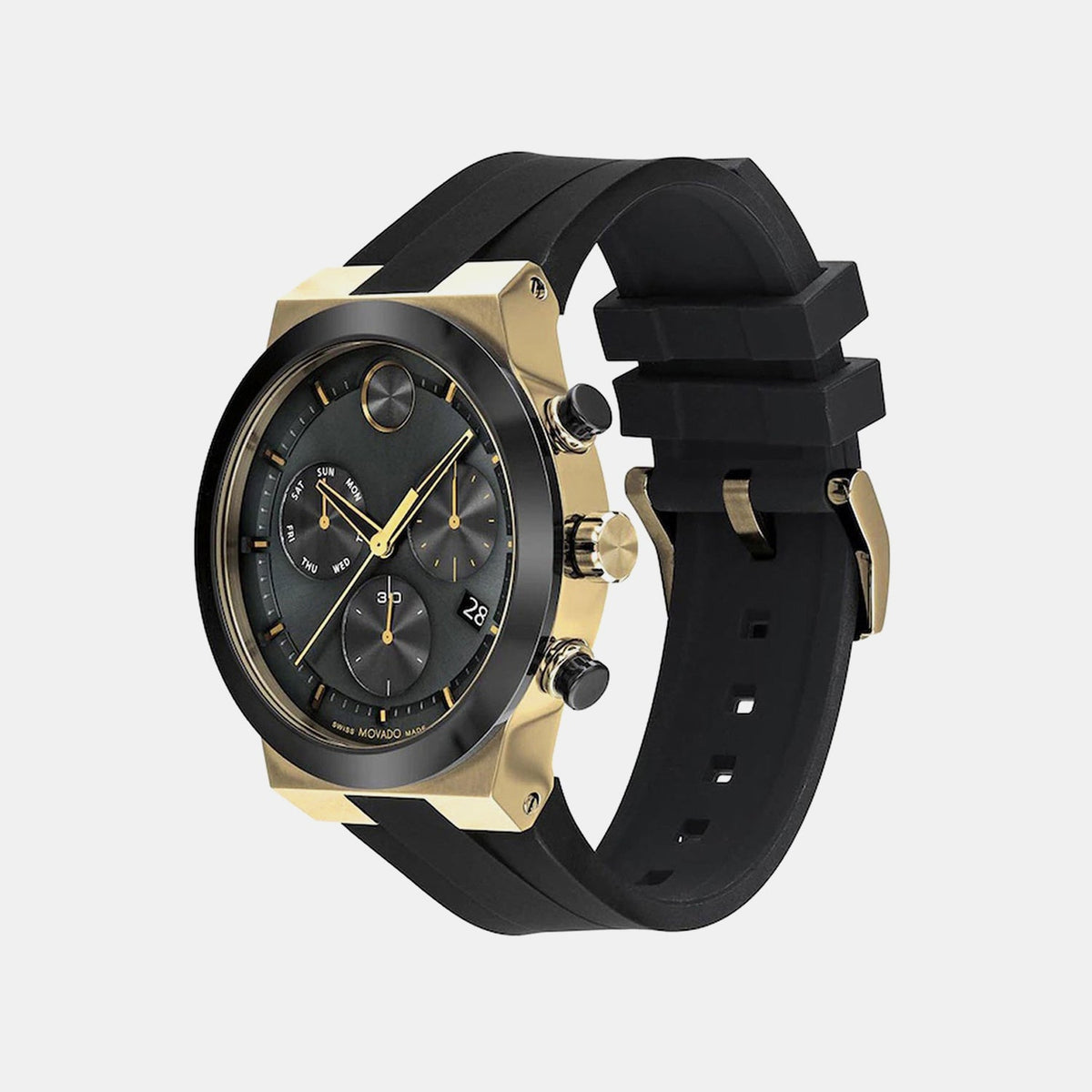 Movado Bold Fusion Men Quartz Black Dial Chronograph Silicone Watch 3600855