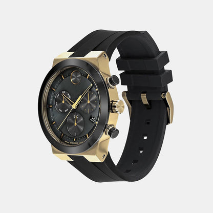 Movado Bold Fusion Men Quartz Black Dial Chronograph Silicone Watch 3600855