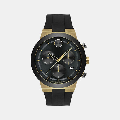 Movado Bold Fusion Men Quartz Black Dial Chronograph Silicone Watch 3600855
