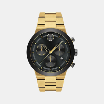 Movado Bold Fusion Men Quartz Black Dial Chronograph Stainless Steel Watch 3600858