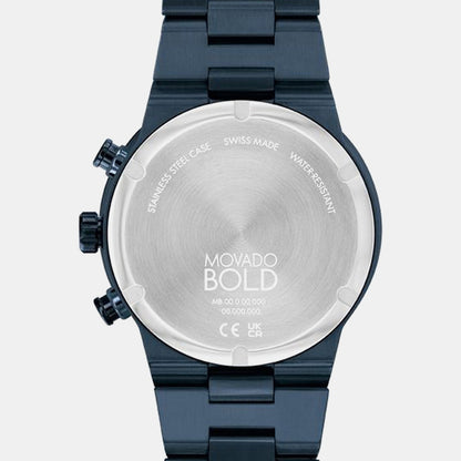 Movado Bold Fusion Men Quartz Blue Dial Chronograph Stainless Steel Watch 3600859