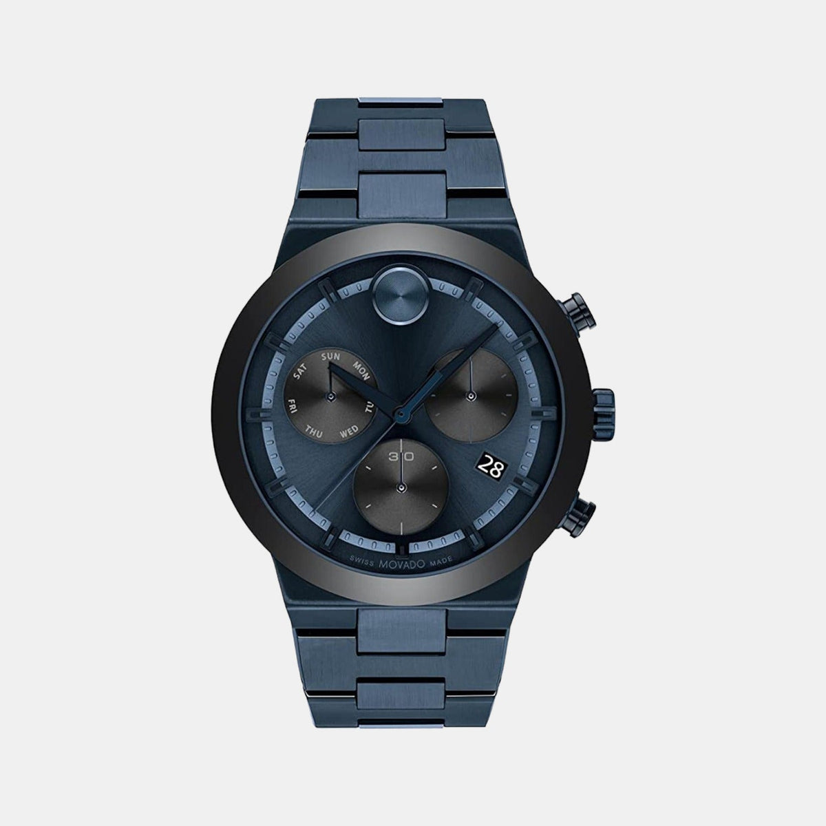 Movado Bold Fusion Men Quartz Blue Dial Chronograph Stainless Steel Watch 3600859