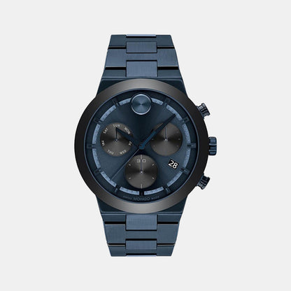 Movado Bold Fusion Men Quartz Blue Dial Chronograph Stainless Steel Watch 3600859