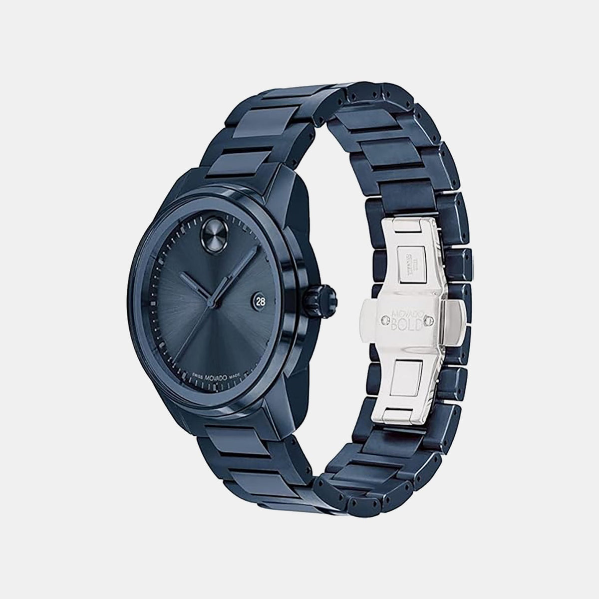 Movado Bold Verso Men Quartz Blue Dial Analog Stainless Steel Watch 3600862