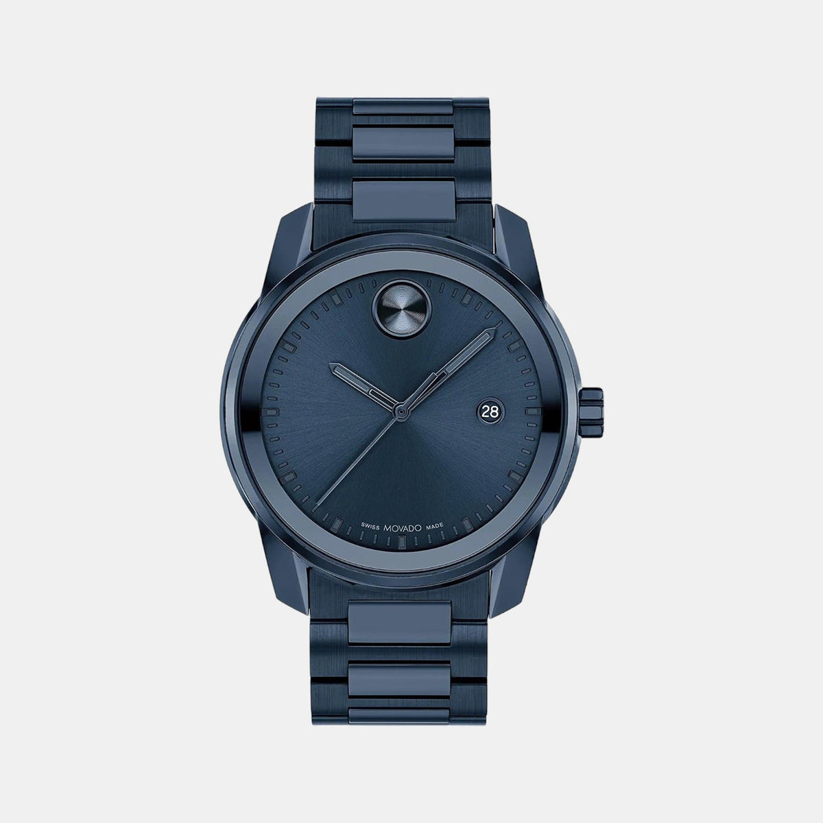 Movado Bold Verso Men Quartz Blue Dial Analog Stainless Steel Watch 3600862