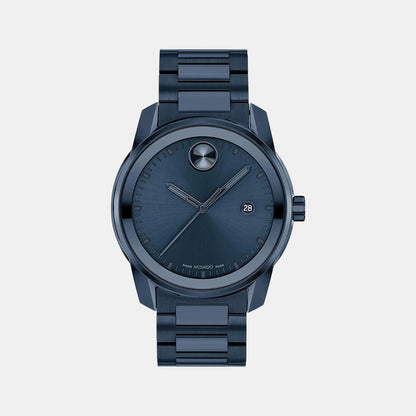 Movado Bold Verso Men Quartz Blue Dial Analog Stainless Steel Watch 3600862