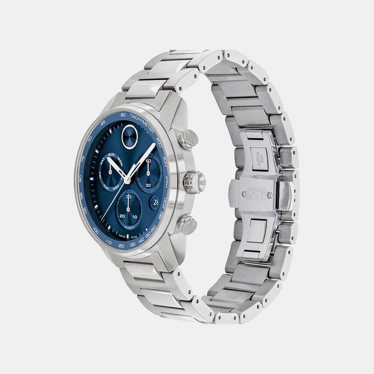 Movado Bold Verso Men Quartz Blue Dial Chronograph Stainless Steel Watch 3600865