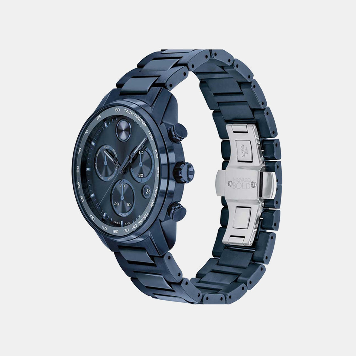 Movado Bold Verso Men Quartz Blue Dial Chronograph Stainless Steel Watch 3600868