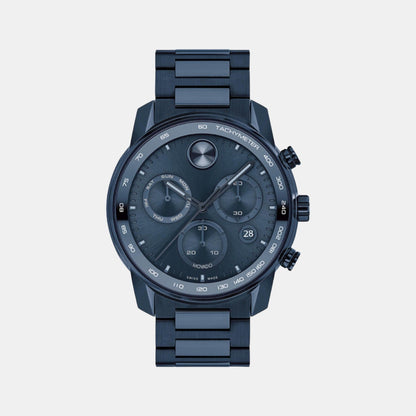 Movado Bold Verso Men Quartz Blue Dial Chronograph Stainless Steel Watch 3600868
