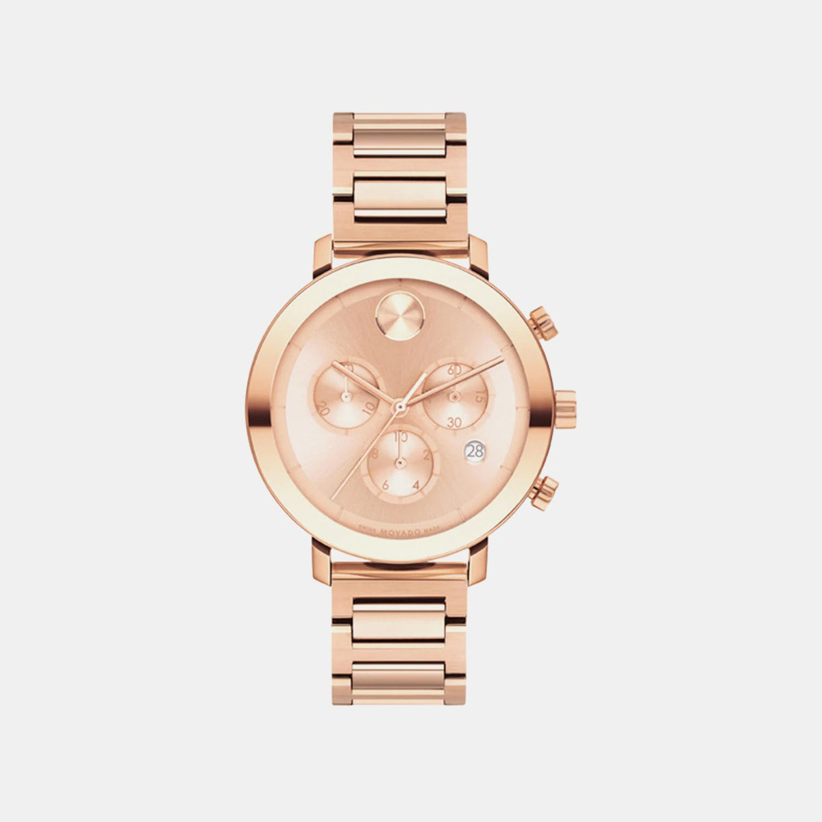 Movado Bold Evolution Women Quartz Rose Gold Dial Chronograph Stainless Steel Watch 3600886