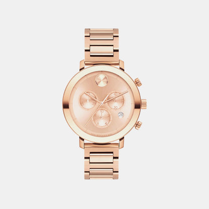 Movado Bold Evolution Women Quartz Rose Gold Dial Chronograph Stainless Steel Watch 3600886