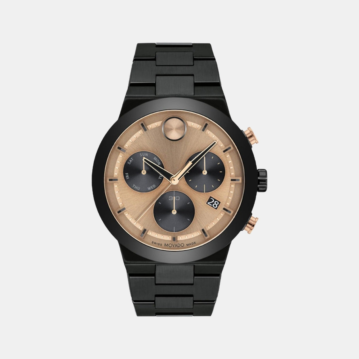 Movado Bold Fusion Men Quartz Bronze Dial Chronograph Stainless Steel Watch 3600897