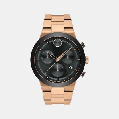 Movado Bold Fusion Men Quartz Black Dial Chronograph Stainless Steel Watch 3600898