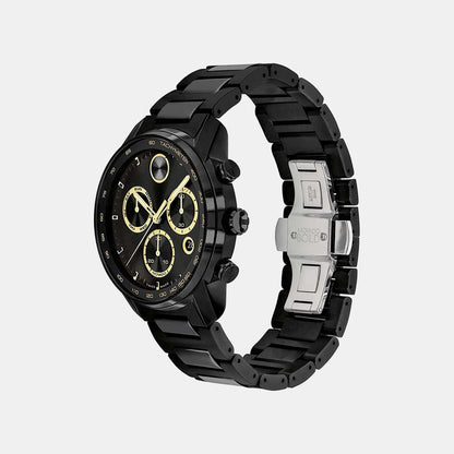 Movado Bold Verso Men Quartz Black Dial Chronograph Stainless Steel Watch 3600906