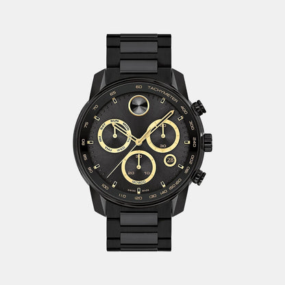 Movado Bold Verso Men Quartz Black Dial Chronograph Stainless Steel Watch 3600906