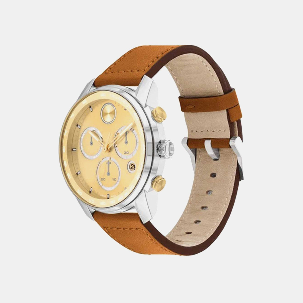 Movado Bold Verso Men Quartz Gold Dial Chronograph Stainless Steel Watch 3600908