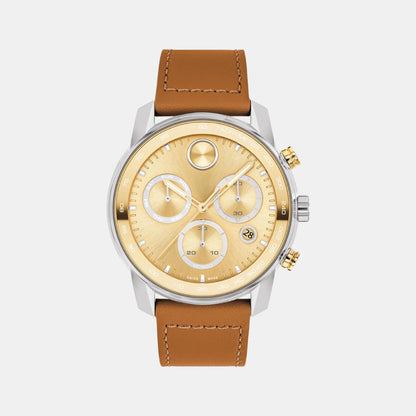 Movado Bold Verso Men Quartz Gold Dial Chronograph Stainless Steel Watch 3600908