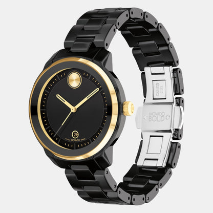Movado Bold Verso Women Quartz Black Dial Analog Ceramic Watch 3600936