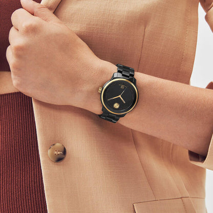 Movado Bold Verso Women Quartz Black Dial Analog Ceramic Watch 3600936