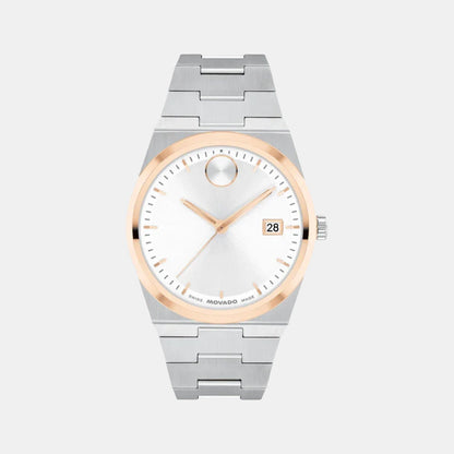 Movado Bold Quest Men Quartz White Dial Analog Stainless Steel Watch 3600972