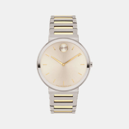 Movado Bold Horizon Men Quartz Taupe Dial Analog Stainless Steel Watch 3601075