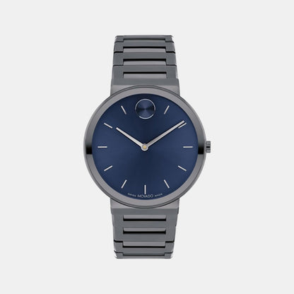 Movado Bold Horizon Men Quartz Blue Dial Analog Stainless Steel Watch 3601076