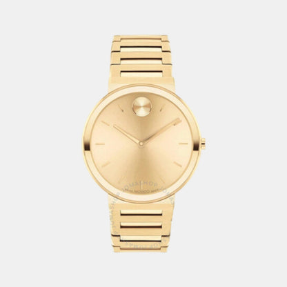Movado Bold Horizon Men Quartz Yellow Dial Analog Stainless Steel Watch 3601081