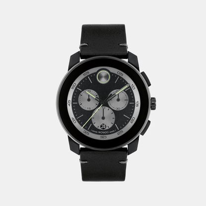Movado Bold TR90 Men Quartz Black Dial Chronograph Stainless Steel Watch 3601092