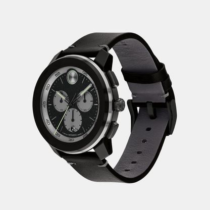 Movado Bold TR90 Men Quartz Black Dial Chronograph Stainless Steel Watch 3601092