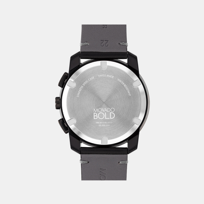 Movado Bold TR90 Men Quartz Black Dial Chronograph Stainless Steel Watch 3601092