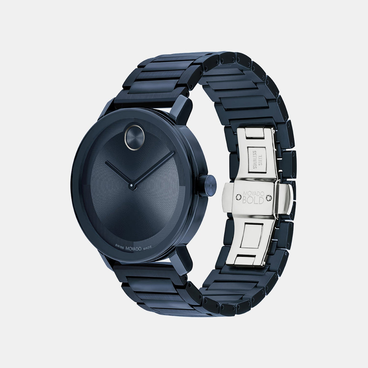 Movado Bold Evolution Men Quartz Blue Dial Analog Stainless Steel Watch 3601097